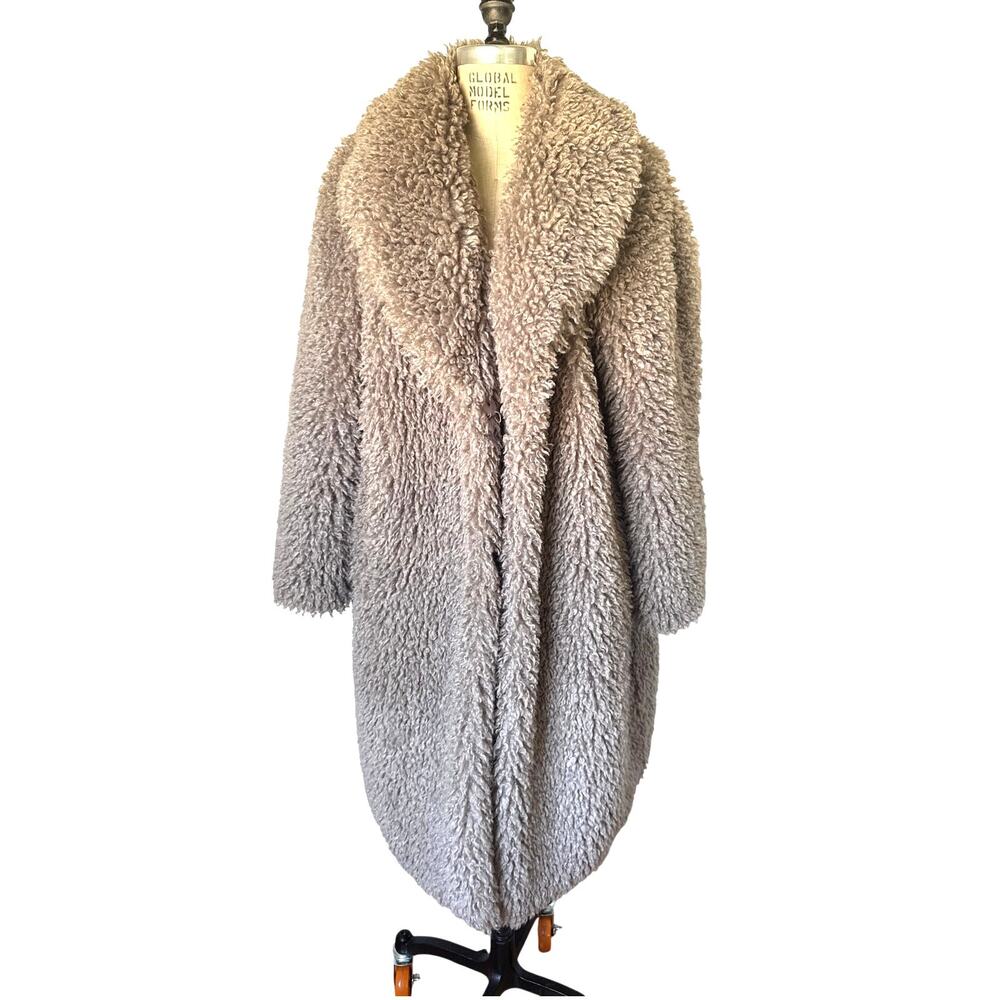 BCBGeneration Faux Fur Long Coat in Pearl Pink Purple Gray Size Large